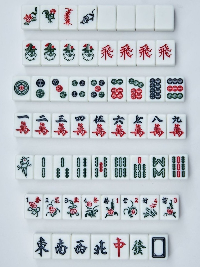 Malaysian mahjong tiles close-up