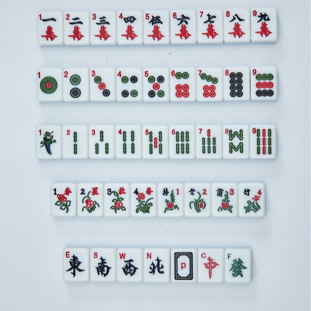 UV-printed and laser-engraved mahjong tile faces